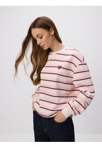 Reserved - Bluza z drobnym haftem - pastelowy róż. Kolor: różowy. Materiał: bawełna, dzianina. Wzór: haft