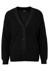 Sweter rozpinany oversize bonprix czarny. Kolor: czarny #1