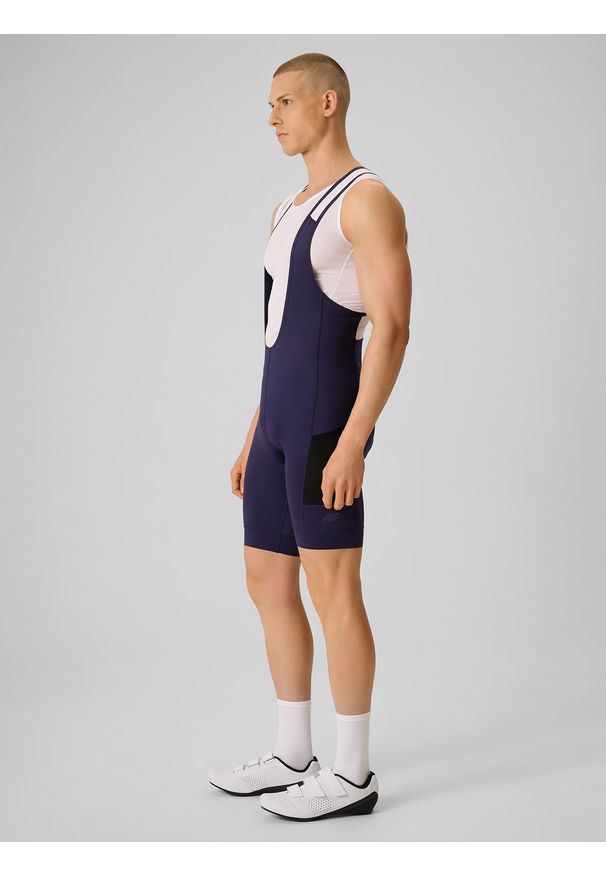 4f - 4F Spodenki kolarskie z żelową wkładką męskie - granatowe XXL. Kolor: niebieski. Materiał: materiał, włókno. Długość: długie. Sport: kolarstwo