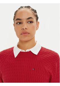 TOMMY HILFIGER - Tommy Hilfiger Sweter WW0WW41142 Czerwony Regular Fit. Kolor: czerwony. Materiał: bawełna
