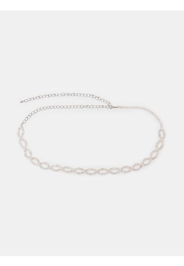 Sinsay - Pasek łańcuszkowy z cyrkoniami - srebrny. Kolor: srebrny
