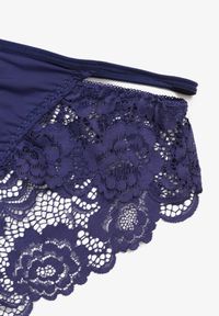 Born2be - Granatowe Majtki Meziesh. Kolor: niebieski. Materiał: koronka. Wzór: koronka #3