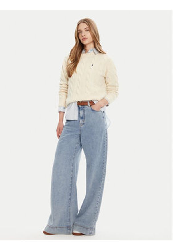 Polo Ralph Lauren Sweter 211A91216002 Écru Straight Fit. Typ kołnierza: polo. Materiał: wełna