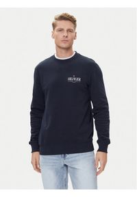 TOMMY HILFIGER - Tommy Hilfiger Bluza Stacked MW0MW39376 Granatowy Regular Fit. Kolor: niebieski. Materiał: bawełna