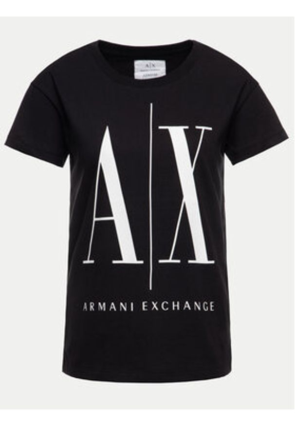 Armani Exchange T-Shirt 8NYTCX YJG3Z 1200 Czarny Regular Fit. Kolor: czarny. Materiał: bawełna