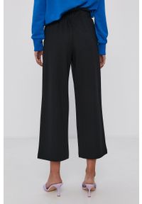 only - Only Spodnie damskie kolor czarny szerokie high waist. Stan: podwyższony. Kolor: czarny. Materiał: materiał, wiskoza