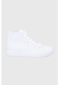 Guess trampki PRINZE damskie kolor biały. Nosek buta: okrągły. Zapięcie: sznurówki. Kolor: biały. Materiał: guma