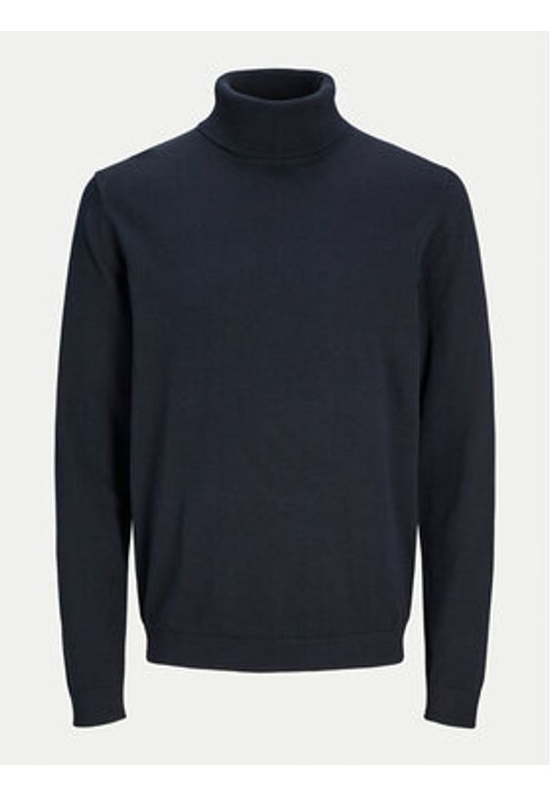 Jack & Jones Golf Basic 12258051 Granatowy Regular Fit. Typ kołnierza: golf. Kolor: niebieski. Materiał: bawełna