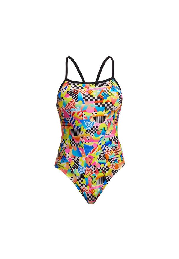 FUNKITA - Strój kąpielowy damski Funkita Junk Yard Single Strap. Kolor: żółty, wielokolorowy. Materiał: poliester