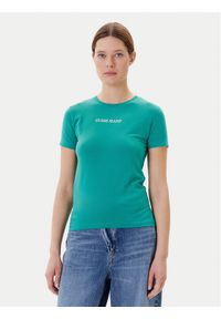Guess Jeans T-Shirt W4YI01 J1314 Zielony Slim Fit. Kolor: zielony. Materiał: bawełna