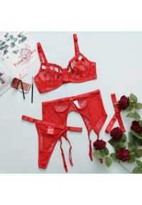 Intica - Komplet bielizny z przeszyciami dla pewności siebie Blaga. Kolor: czerwony. Materiał: materiał #1