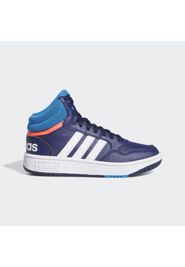 Adidas - Hoops Mid Shoes. Kolor: czarny, niebieski, wielokolorowy. Materiał: tworzywo sztuczne. Sport: turystyka piesza, tenis