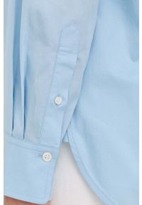 VICTORIA BECKHAM - Victoria Beckham bluzka bawełniana damska gładka. Kolor: niebieski. Materiał: bawełna. Długość rękawa: długi rękaw. Długość: długie. Wzór: gładki #2