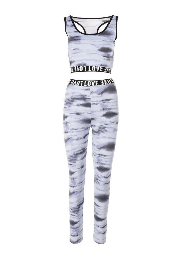 Born2be - Niebieski 2-Częściowy Komplet Sportowy Zellyla. Kolor: niebieski. Wzór: napisy
