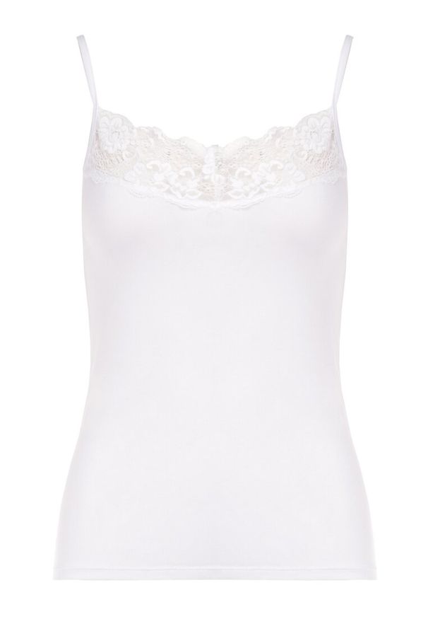 Born2be - Biały Top Bawełniany Thelameia. Kolor: biały. Materiał: bawełna. Długość rękawa: na ramiączkach. Wzór: koronka, gładki