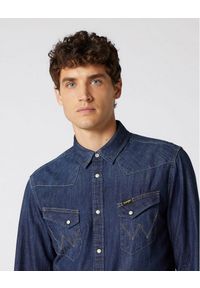 Wrangler - MĘSKA KOSZULA JEANSOWA WRANGLER WESTERN DENIM SHIRT DARK INDIGO W5974O71E. Materiał: denim, jeans #4
