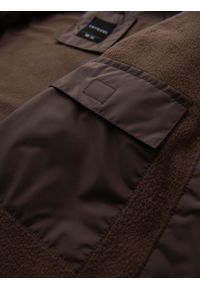 Ombre Clothing - Lekka kolorowa męska sportowa kurtka z polarem – beżowo-ciemnobrązowa V19 - Rozmiar: XL. Typ kołnierza: kołnierzyk stójkowy. Kolor: beżowy. Materiał: polar. Wzór: kolorowy. Styl: sportowy #5