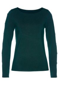 Sweter z wycięciami bonprix głęboki zielony. Kolor: zielony. Styl: elegancki #1