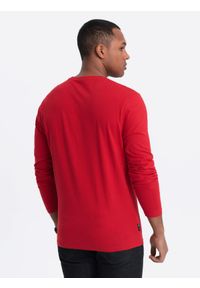 Ombre Clothing - Zestaw longsleeve męski z długim rękawem 2-pak - mix V4 - Rozmiar: L. Kolor: czerwony. Materiał: skóra, bawełna. Długość rękawa: długi rękaw. Długość: długie. Wzór: aplikacja #7