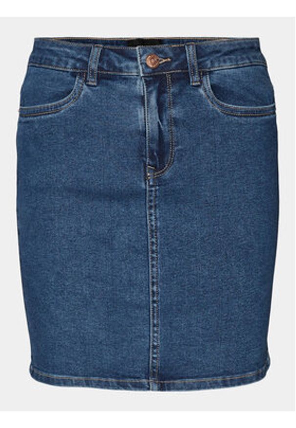 Vero Moda Spódnica jeansowa Luna 10279491 Niebieski Regular Fit. Kolor: niebieski. Materiał: bawełna