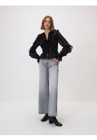 Reserved - Bluzka z lyocellem - czarny. Kolor: czarny. Materiał: tkanina #1
