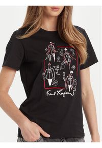 Karl Lagerfeld - KARL LAGERFELD T-Shirt A3W17099 Czarny Regular Fit. Typ kołnierza: dekolt w karo. Kolor: czarny. Materiał: bawełna #5