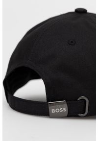 BOSS - Boss czapka Athleisure 50468257 kolor czarny gładka. Kolor: czarny. Materiał: bawełna. Wzór: gładki #2