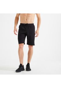 DOMYOS - Spodenki fitness cardio męskie Domyos. Kolor: czarny. Materiał: skóra, materiał. Sport: fitness #1