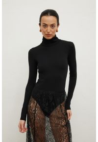 Marsala - Body z golfem w kolorze BLACK - MODESSA-L. Okazja: na spotkanie biznesowe. Typ kołnierza: golf. Materiał: poliester, tkanina, materiał, jeans, skóra, wiskoza. Styl: biznesowy, klasyczny, elegancki #1