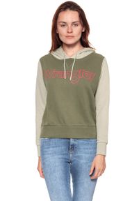 Wrangler - BLUZA WRANGLER DAMSKA KABEL HOODIE DUSTY OLIVE W6078HQ45. Typ kołnierza: kaptur