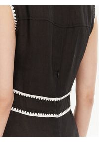 ICONA Sukienka letnia RP5LE007 Czarny Regular Fit. Kolor: czarny. Materiał: len. Sezon: lato #4