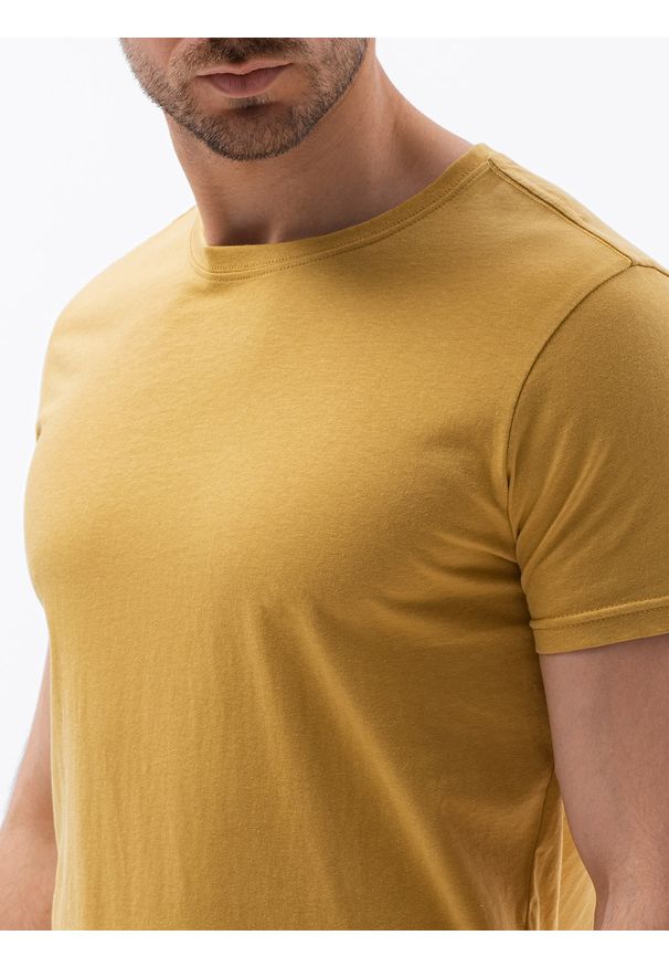 Ombre Clothing - T-shirt męski bawełniany BASIC S1370 - żółty - XXL. Kolor: żółty. Materiał: bawełna. Styl: klasyczny