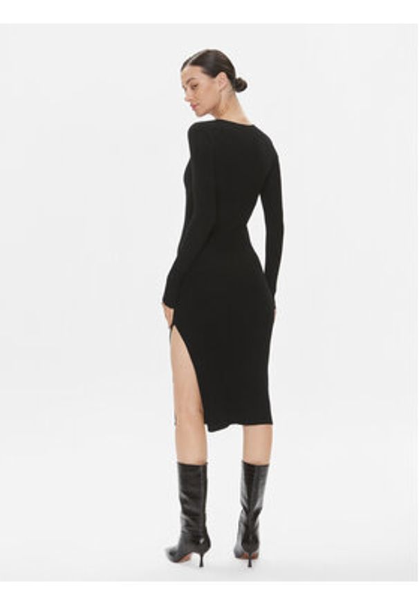 Pinko Sukienka dzianinowa Leone 101845 A15S Czarny Slim Fit. Kolor: czarny. Materiał: wełna