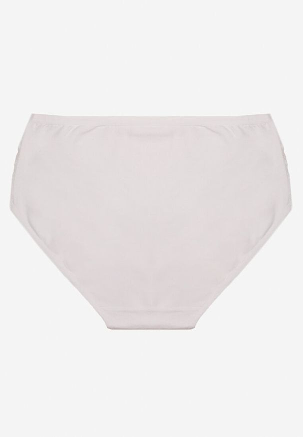 Renee - Białe Majtki Figi z Bawełny Zdobione Koronką Idiara. Kolekcja: plus size. Kolor: biały. Materiał: koronka, bawełna. Wzór: koronka, aplikacja