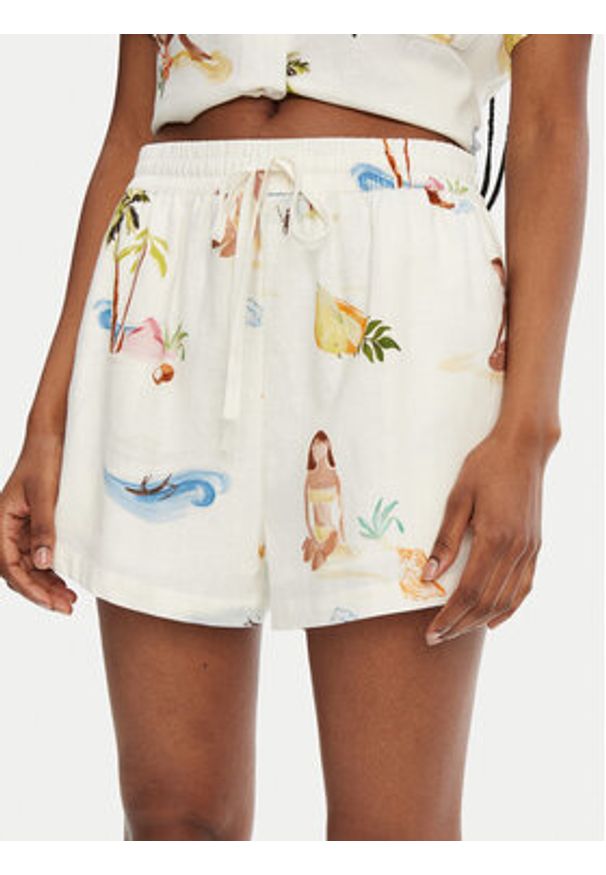 Seafolly Szorty materiałowe Isla Palm 55401-SH Écru Regular Fit. Materiał: wiskoza