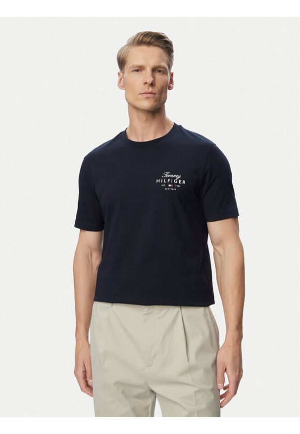 TOMMY HILFIGER - Tommy Hilfiger T-Shirt MW0MW43224 Granatowy Regular Fit. Kolor: niebieski. Materiał: bawełna