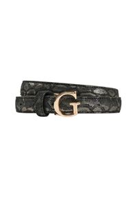 Guess - GUESS Czarny damski pasek z printem węża Adj Belt H30. Kolor: czarny. Wzór: nadruk #8