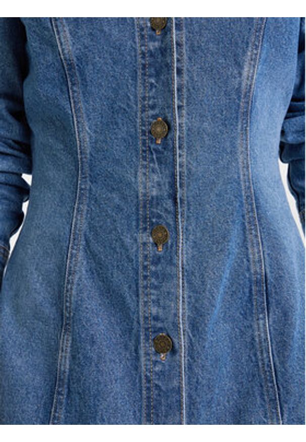 Guess Jeans Sukienka jeansowa W5BK48 D5M48 Niebieski Slim Fit. Kolor: niebieski. Materiał: bawełna