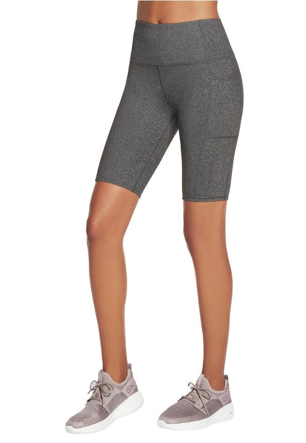 skechers - Spodenki sportowe damskie Skechers Go Walk High Waisted Bike Short. Kolor: szary. Materiał: elastan, nylon. Długość: krótkie