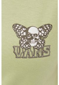 Vans t-shirt bawełniany kolor zielony. Kolor: zielony. Materiał: bawełna. Długość rękawa: krótki rękaw. Długość: krótkie. Wzór: nadruk #5