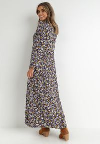 Born2be - Fioletowa Sukienka Sereileh. Kolor: fioletowy. Długość rękawa: długi rękaw. Wzór: kolorowy, kwiaty. Typ sukienki: koszulowe. Długość: maxi #2