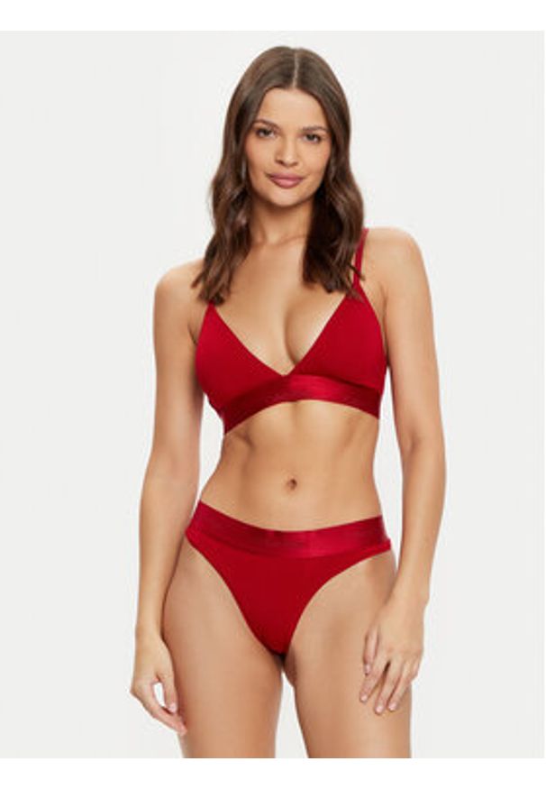 Calvin Klein Underwear Biustonosz braletka Lightly Lined Triangle 000QF7994E Bordowy. Kolor: czerwony. Materiał: syntetyk, bawełna