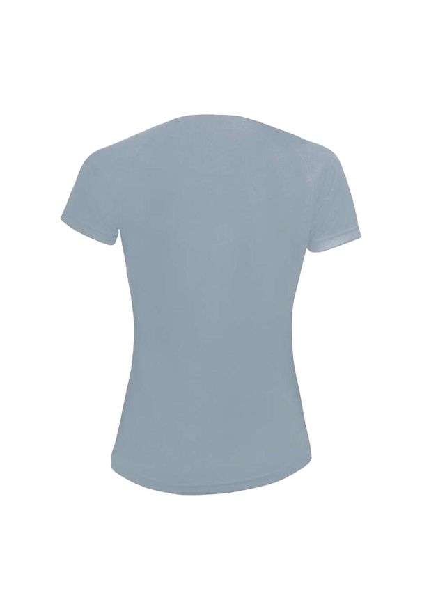 SOL'S - Koszulka Damska Sportowa Raglanowa. Kolor: szary, niebieski, wielokolorowy. Długość rękawa: raglanowy rękaw. Sport: turystyka piesza