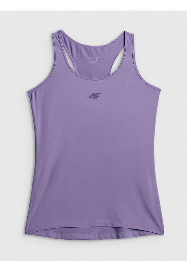 4f - 4F Top treningowy slim szybkoschnący damski - fioletowy S. Kolor: fioletowy. Materiał: skóra. Sport: fitness
