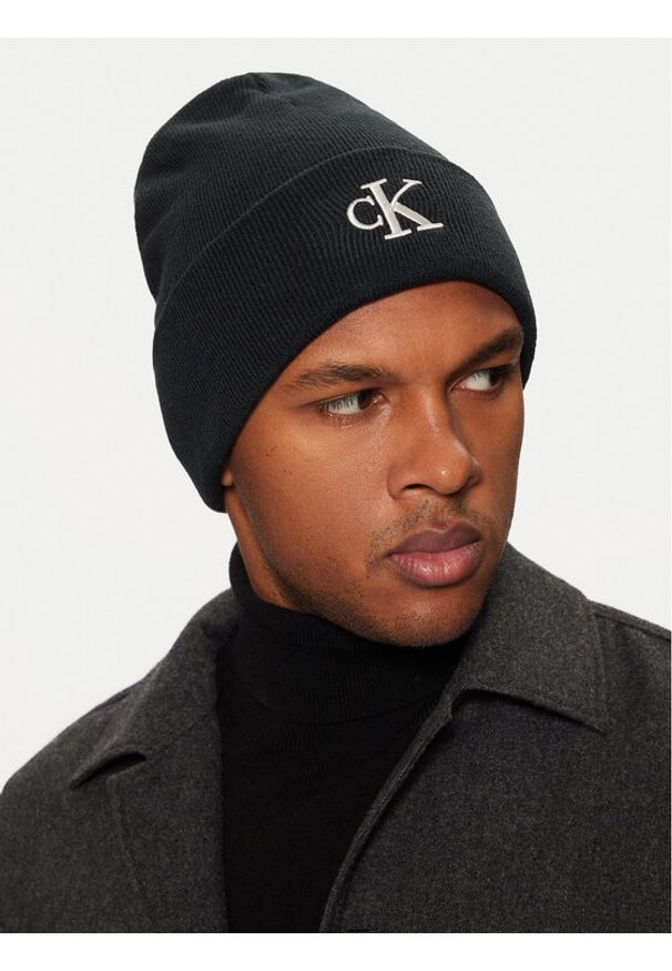 Calvin Klein Czapka Monogram Embro Beanie K50K512145 Szary. Kolor: szary. Materiał: materiał, poliester