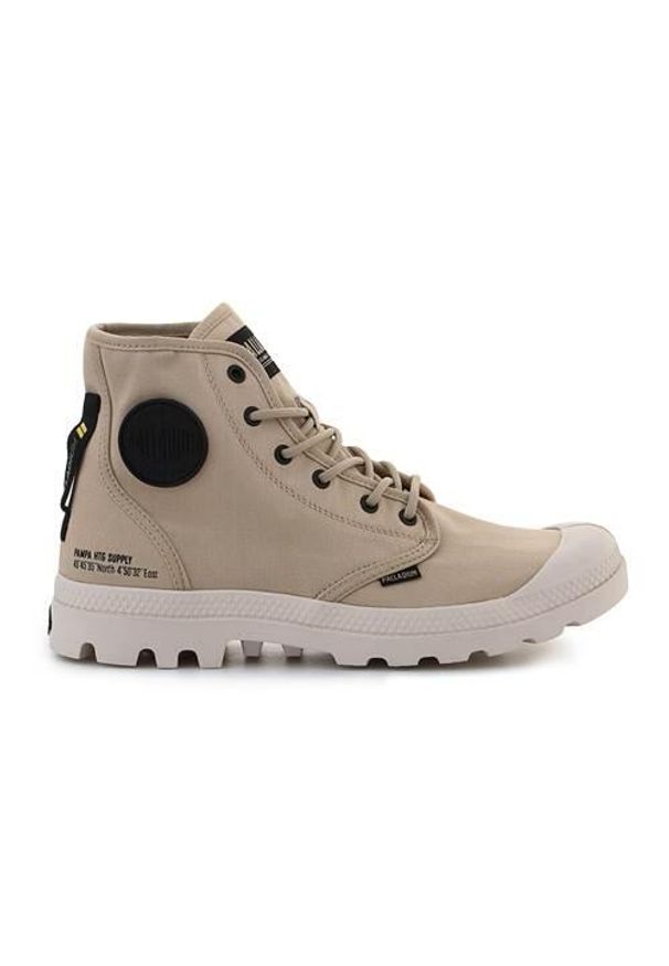 Buty do chodzenia unisex Palladium Pampa HI Htg Supply. Wysokość cholewki: za kostkę. Zapięcie: sznurówki. Kolor: beżowy. Materiał: syntetyk, tkanina, materiał. Szerokość cholewki: normalna. Sport: turystyka piesza