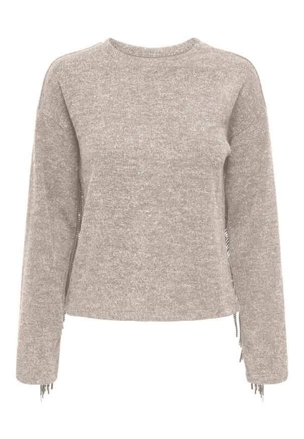only - ONLY Sweter Jake 15355819 Beżowy Regular Fit. Kolor: beżowy. Materiał: syntetyk