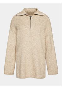 Gina Tricot Sweter 21066 Beżowy Regular Fit. Kolor: beżowy. Materiał: syntetyk