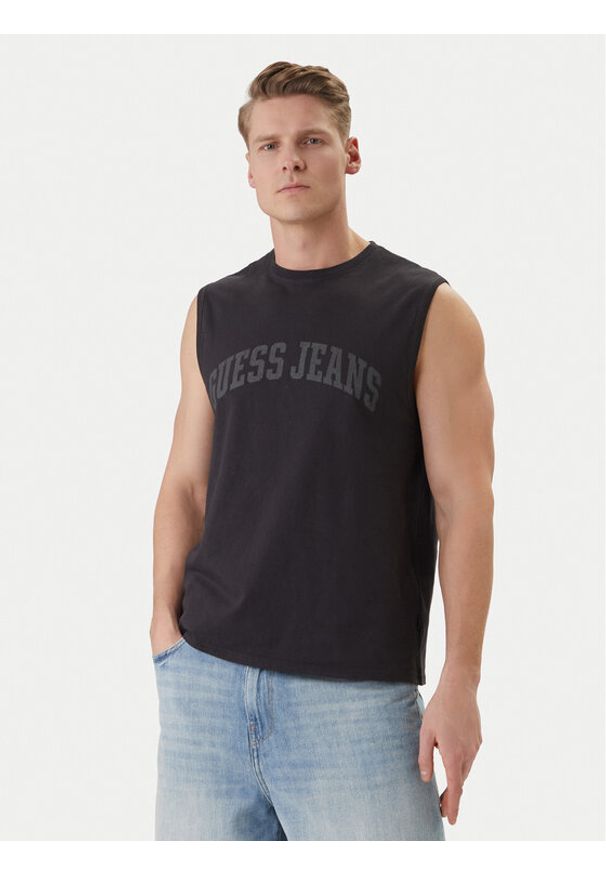 Guess Jeans Tank top M6GPB2 K8FQ4 Czarny Regular Fit. Kolor: czarny. Materiał: bawełna