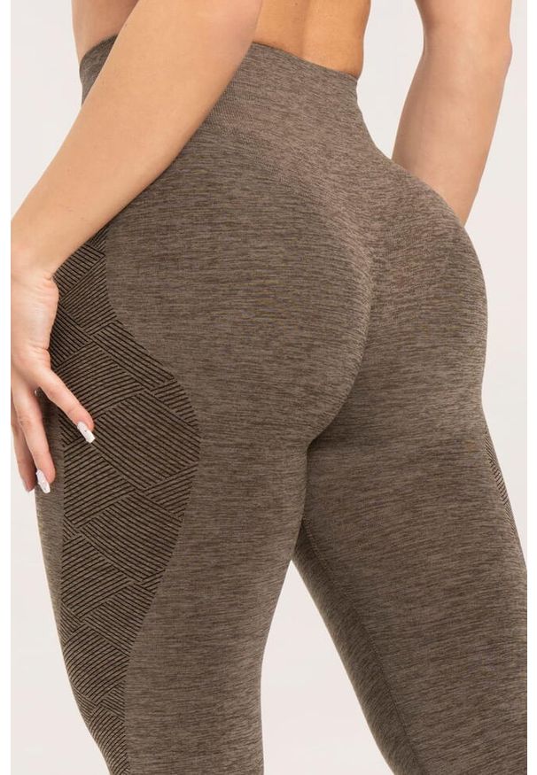 GYM GLAMOUR - Legginsy fitness damskie Gym Glamour seamless. Kolor: szary. Sport: fitness